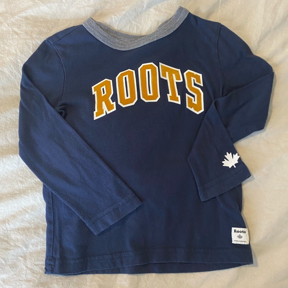 Roots Boys Blue Crewneck Long Sleeve Regular Fit Classic Shirt Top Size 4T